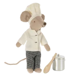 Ratón chef olla de sopa y cuchara